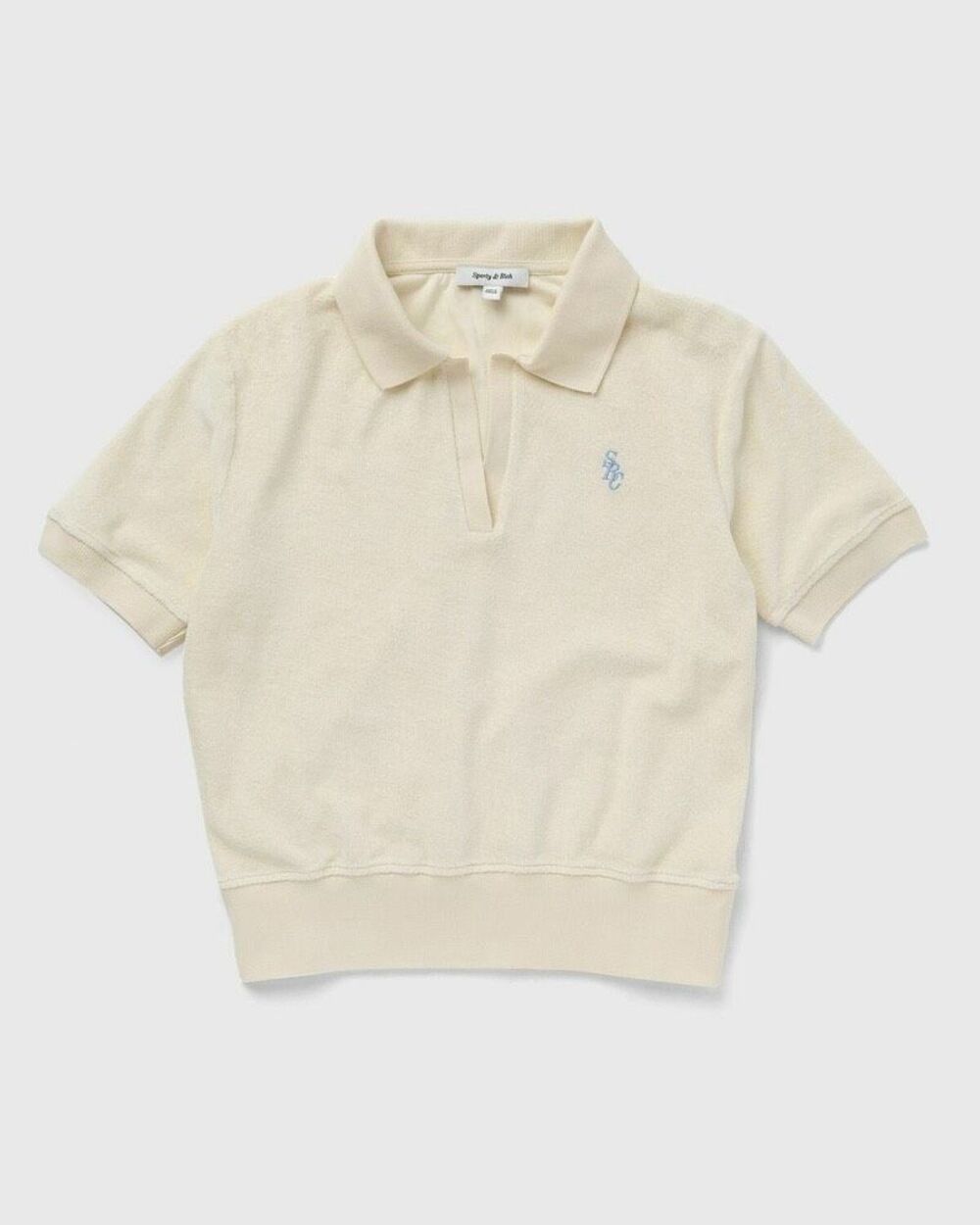 Sporty & Rich Terry Cloth Monogram Polo Shirt XS
